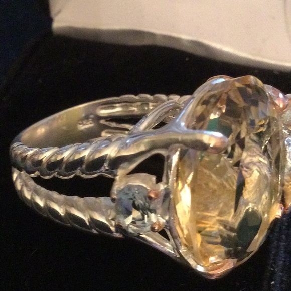 Awe Inspiring 27 CTW Genuine Citrine, Aquamarine & Pink Topaz Ring - Picture 12 of 15